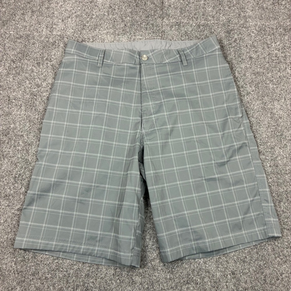 Champion Duo Dry Mens Grey Plaid Golf Shorts Size 34W Moisture Wicking Stretch
